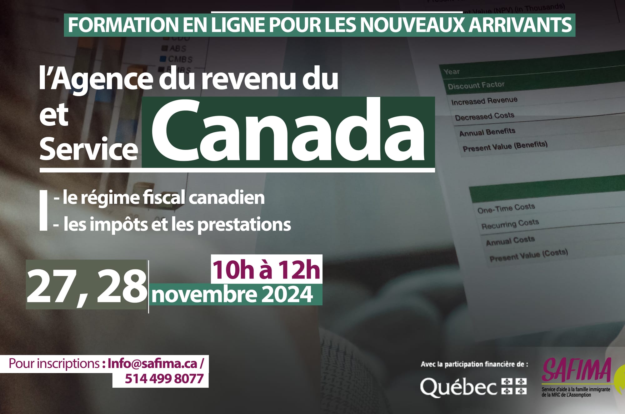 ATELIER DE FORMATION SUR LES ACTIVITÉS DE L'AGENCE DU REVENU DU CANADA ET SERVICE CANADA