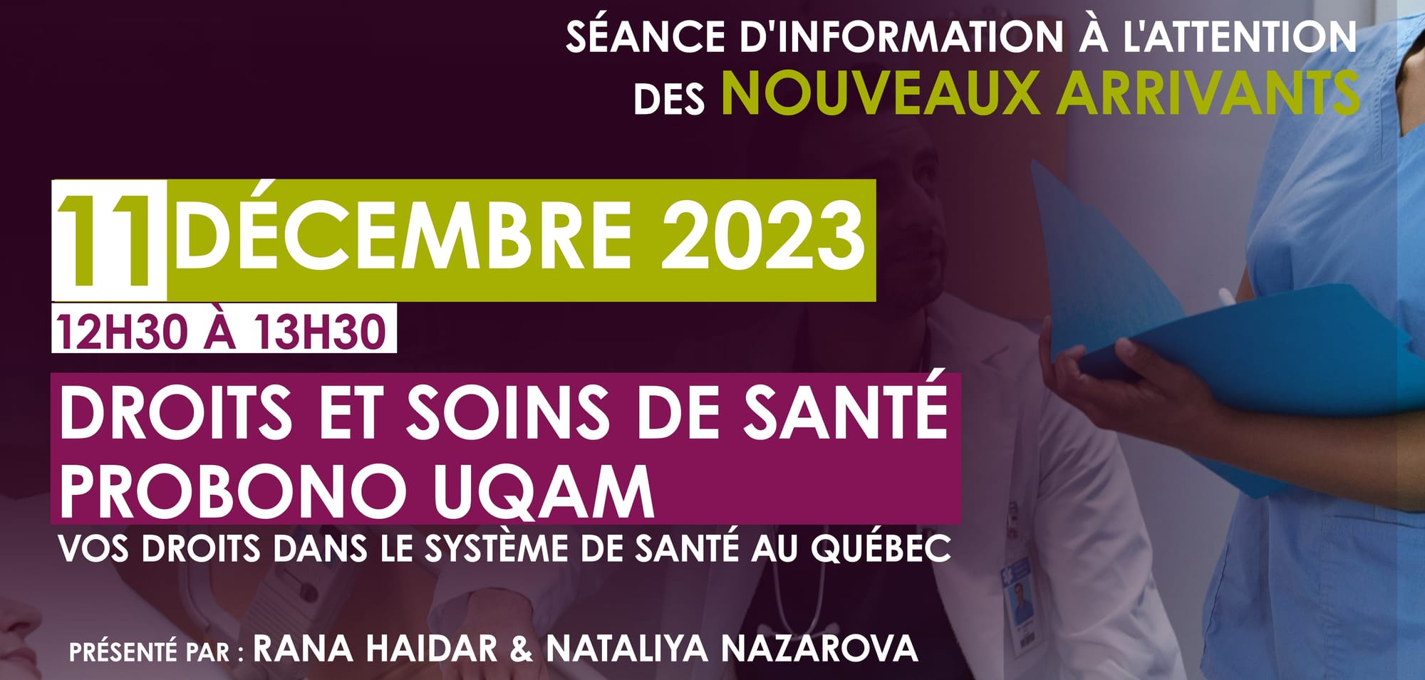 ATELIER DE FORMATION SUR LES DROITS ET SOINS DANS LE SYSTÈME DE SANTÉ AU QUEBEC.