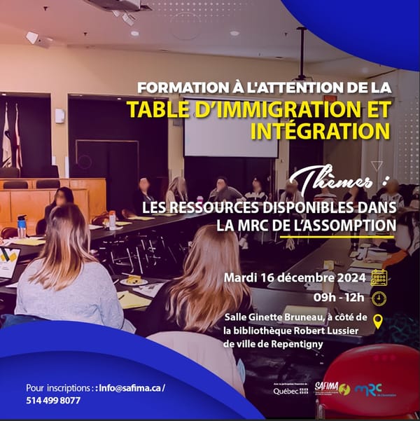 FORMATION DE LA TABLE SUR LES RESSOURCES DISPONIBLES DANS LA MRC DE L'ASSOMPTION