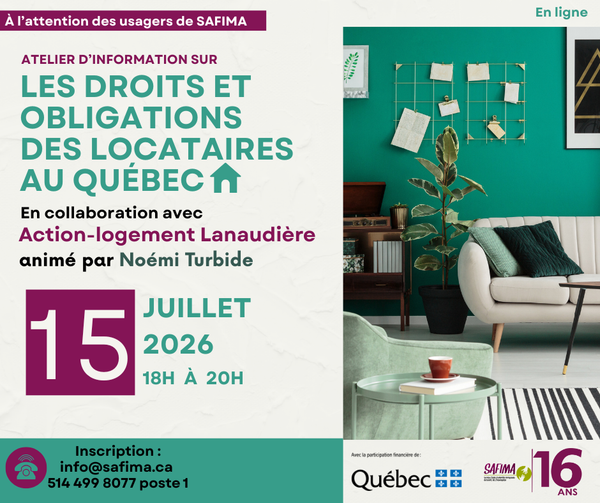 ATELIER SUR LES DROITS ET OBLIGATIONS DES LOCATAIRES AU QUEBEC